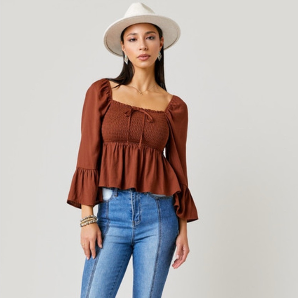 Women's Burnt Orange Peplum Top